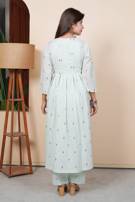 Taro Mint Pintuck Kurta & Pant Set 