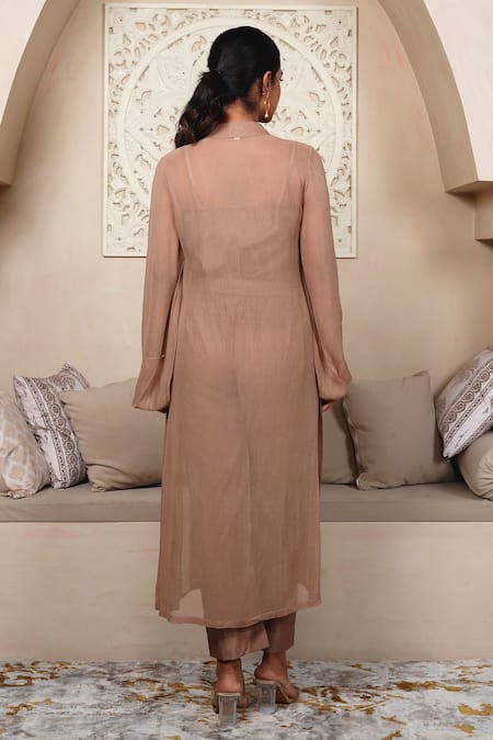 Taro Hazelnut Georgette Kurta & Pant Set 