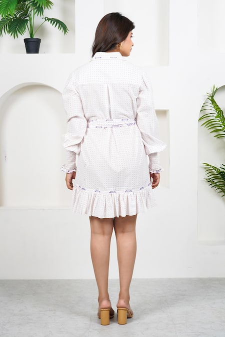 Taro Icy Flamingo Hand Block Printed Dress 