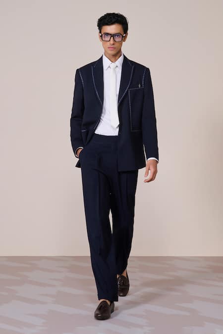 S & N By Shantnu Nikhil Navy Designer Blazer  