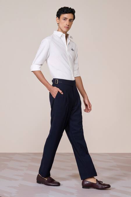 Buy_S&N By Shantnu Nikhil_Off White Viscose Embroidery Classic Shirt_Online_at_Aza_Fashions