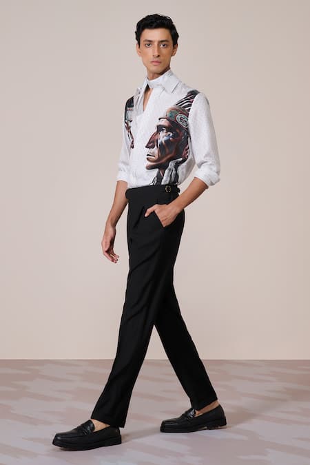 Buy_S&N By Shantnu Nikhil_Off White Silk, Twill Embroidery Print Shirt_Online_at_Aza_Fashions