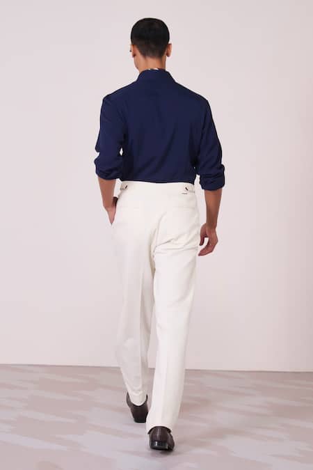 Shop S&N By Shantnu Nikhil Navy Rayon, Spandex Embroidery Shirt With Metallic Adamas Detailing at Aza Fashions Shop_S&N By Shantnu Nikhil_Navy Rayon, Spandex Embroidery Shirt With Metallic Adamas Detailing_at_Aza_Fashions