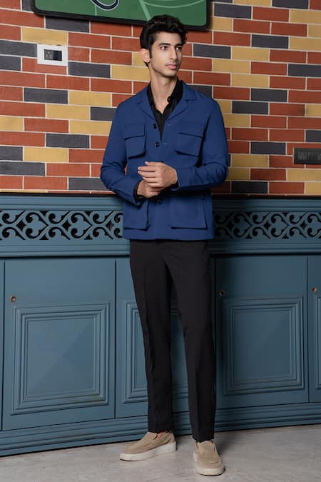 Hilo Design Blue Minimal Matrix Black Shacket 