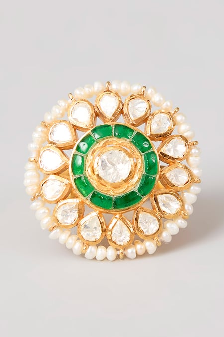 Karisa Designs Handcrafted Moissanite Polki Ring 