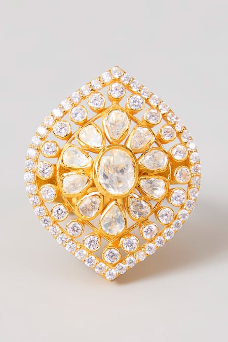 Karisa Designs Designer Moissanite Polki Ring 