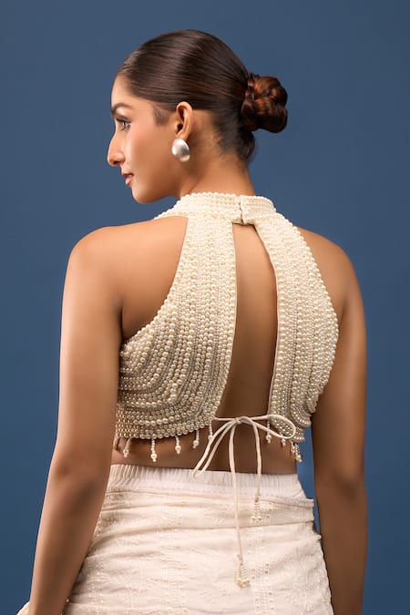 Samyukta Singhania Pearl Embellished Silk Blouse 