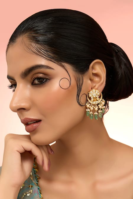 Karisa Designs White Stones, Beads Roobab Moissanite Earrings 