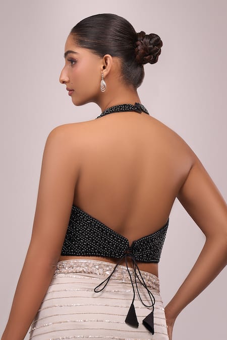 Samyukta Singhania Black Pearl Embroidered Padded Blouse