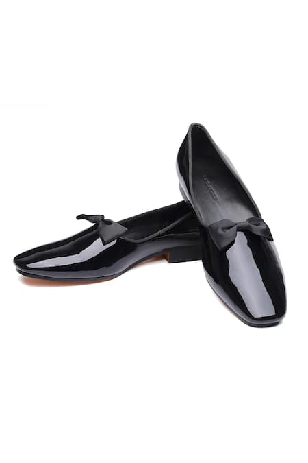 Shutiq Black Bows Patent Leather Designer Shoes