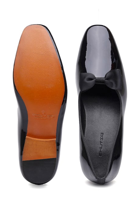Buy_Shutiq_Black Bows Patent Leather Designer Shoes _Online_at_Aza_Fashions