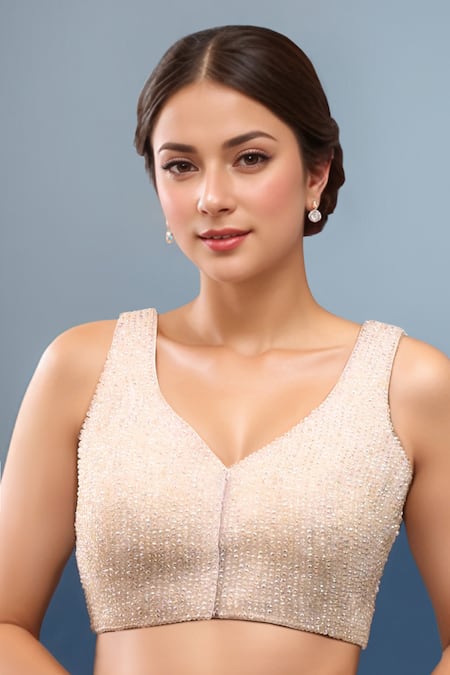 Samyukta Singhania Padded Crystal Embroidered Blouse 