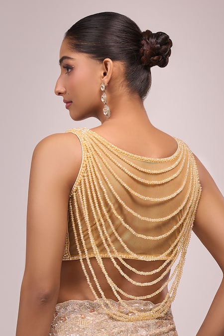 Samyukta Singhania Padded Gold Hand Embroidered Blouse 