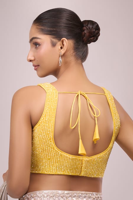 Samyukta Singhania Yellow Padded Silk Blouse 