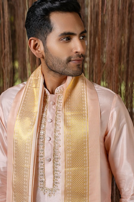 Buy_Hilo Design_Pink Embroidery Light Kanjivaram Set _Online_at_Aza_Fashions