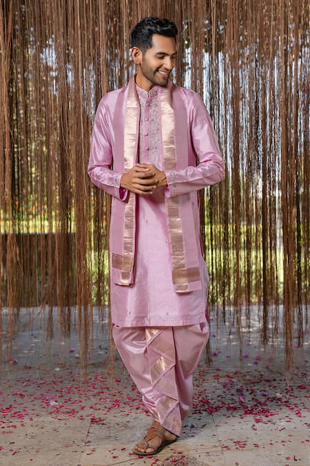 Hilo Design Lavender Kanjivaram Embroidered Set 