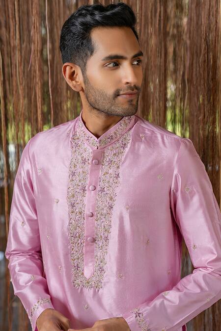 Buy_Hilo Design_Purple Embroidery Lavender Kanjivaram Set _Online_at_Aza_Fashions