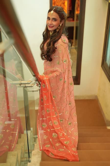 Ruar India Embroidered Chiffon Saree With Blouse 