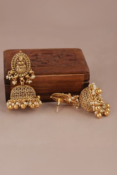 Smars Jewelry_Gold Plated Stones Designer Necklace And Earring Set_Online_at_Aza_Fashions