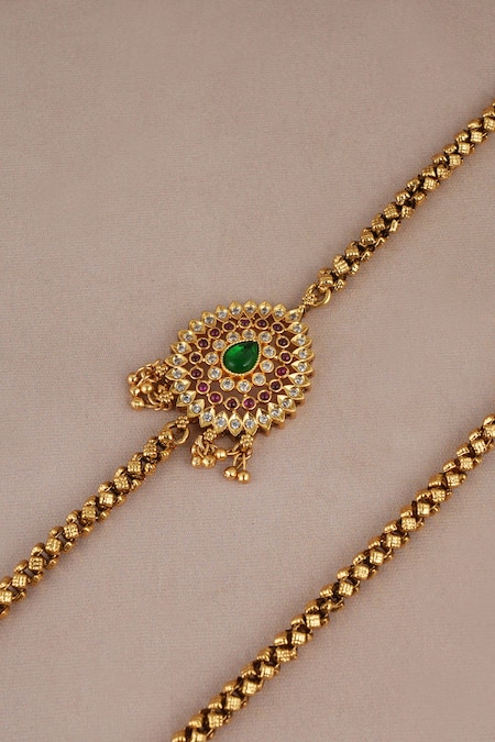 Buy_Smars Jewelry_Gold Plated Stones Synthetic Necklace And Earring Set _Online_at_Aza_Fashions