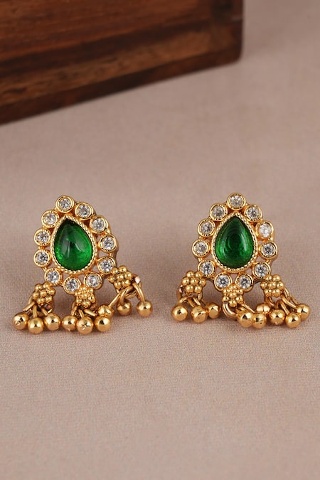 Shop_Smars Jewelry_Gold Plated Stones Synthetic Necklace And Earring Set _Online_at_Aza_Fashions