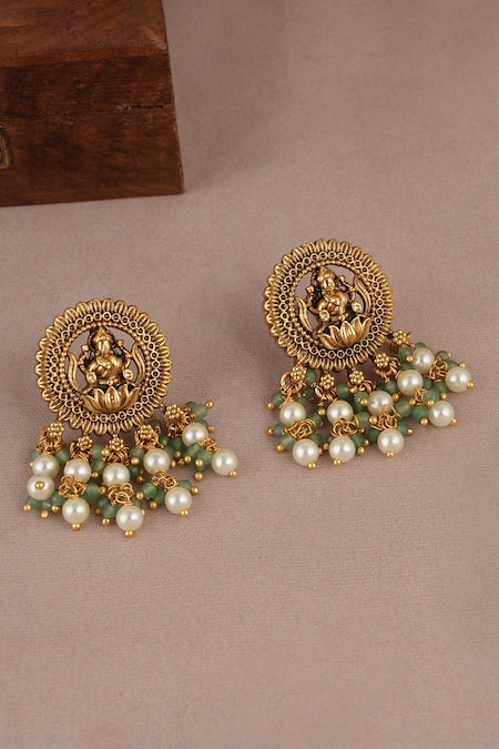 Buy_Smars Jewelry_Gold Plated Pearls, Stones And Choker Necklace Set_Online_at_Aza_Fashions