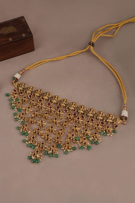 Smars Jewelry Gold Designer Necklace & Earring Set 