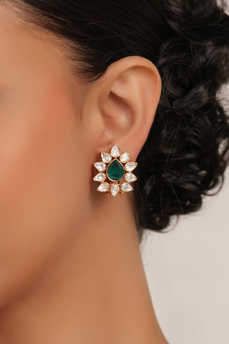 Smars Jewelry Gold Plated Zari Kundan Designer Earrings 
