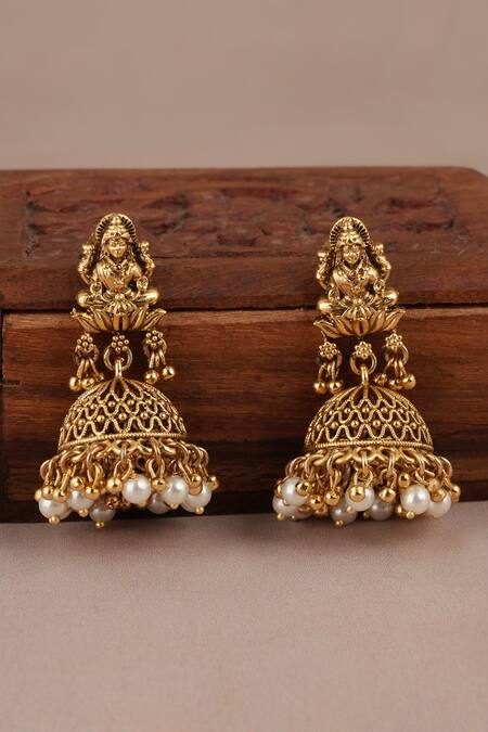 Buy_Smars Jewelry_Gold Plated Stones, Pearls Designer Necklace And Earring Set_Online_at_Aza_Fashions