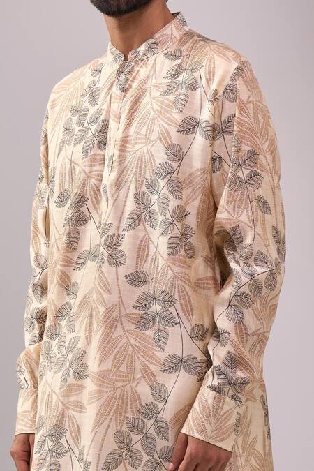 Buy_Spring Break_Cream Cotton, Linen Tropical Print Kurta Set 