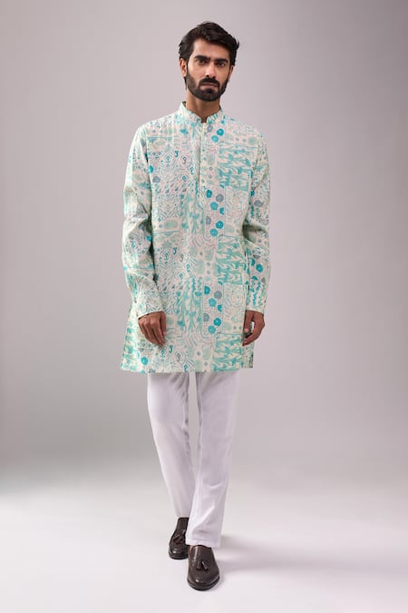 Shop Spring Break Blue Cotton Enchanted Print Kurta Set Online at Aza Fashions Shop_Spring Break_Blue Cotton Enchanted Print Kurta Set _Online_at_Aza_Fashions