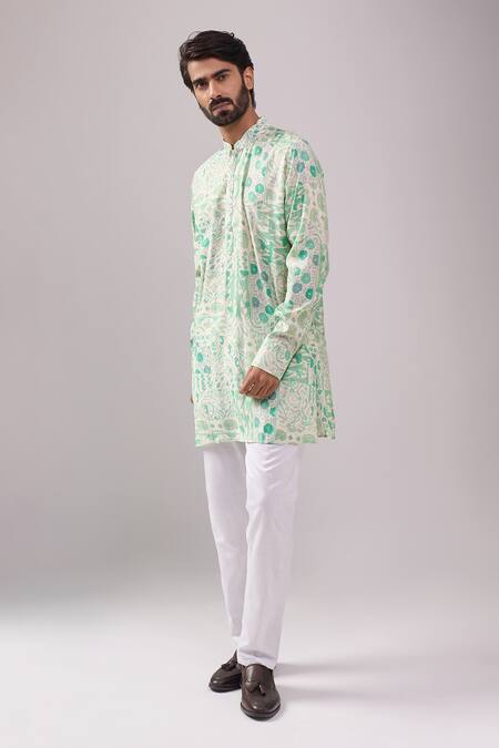 Spring Break Green Cotton Enchanted Print Kurta Set Online at Aza Fashions Spring Break_Green Cotton Enchanted Print Kurta Set _Online_at_Aza_Fashions
