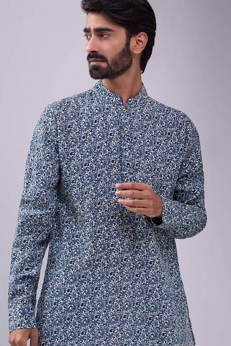 Spring Break Blue Cotton, Crepe Printed Kurta Online at Aza Fashions Spring Break_Blue Cotton, Crepe Printed Kurta _Online_at_Aza_Fashions