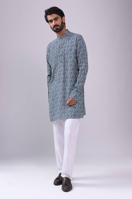 Spring Break Blue Cotton, Crepe Printed Kurta at Aza Fashions Spring Break_Blue Cotton, Crepe Printed Kurta _at_Aza_Fashions