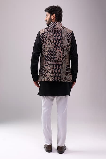 Spring Break Black & Gold Paisley Print Jacket Set 