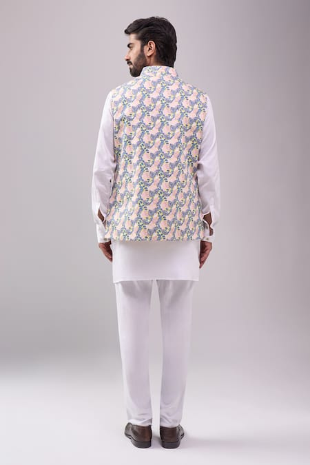 Spring Break Botanical Print Nehru Jacket 