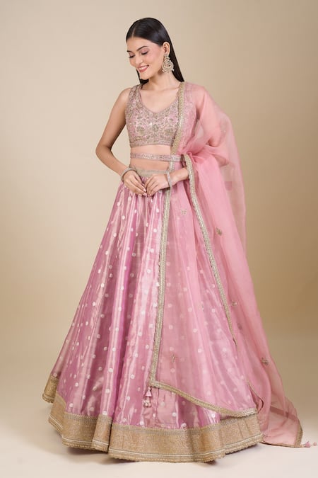 Shyam Narayan Prasad Zardozi Embroidered Lehenga Set 