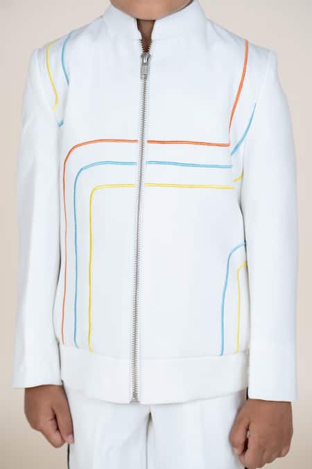 Little Boys Closet White Designer Jacket And Pant Set Online at Aza Fashions Little Boys Closet_White Designer Jacket And Pant Set _Online_at_Aza_Fashions