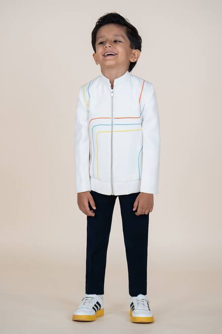 Little Boys Closet White Designer Jacket And Pant Set Online at Aza Fashions Little Boys Closet_White Designer Jacket And Pant Set _Online_at_Aza_Fashions