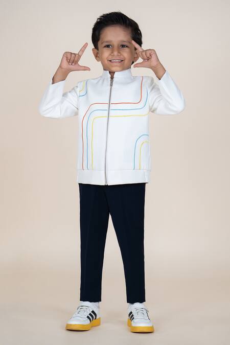 Buy Little Boys Closet White Designer Jacket And Pant Set Online at Aza Fashions Buy_Little Boys Closet_White Designer Jacket And Pant Set _Online_at_Aza_Fashions