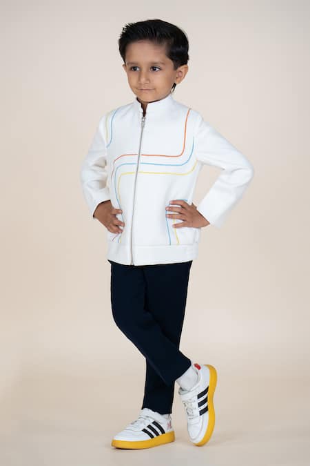 Little Boys Closet White Designer Jacket And Pant Set 