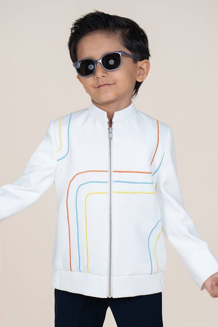 Shop Little Boys Closet White Designer Jacket And Pant Set Online at Aza Fashions Shop_Little Boys Closet_White Designer Jacket And Pant Set _Online_at_Aza_Fashions