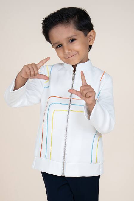 Little Boys Closet White Designer Jacket And Pant Set at Aza Fashions Little Boys Closet_White Designer Jacket And Pant Set _at_Aza_Fashions