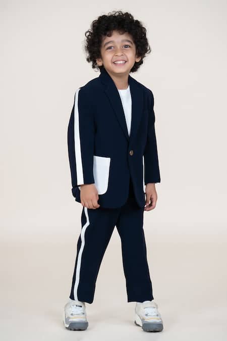 Little Boys Closet Designer Blue Sandwash Suit Set 