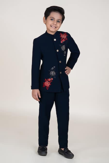 Little Boys Closet Designer Blue Bandhgala & Pant Set 