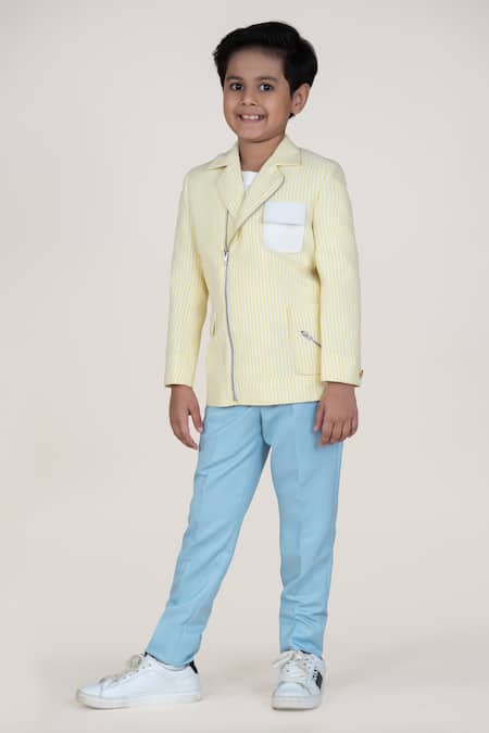 Little Boys Closet Yellow Striped Blazer & Pant Set 