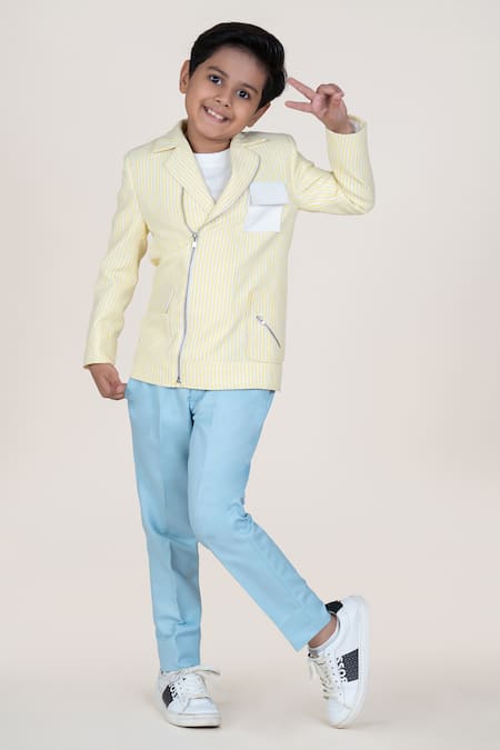 Buy Little Boys Closet Yellow Linen Striped Blazer And Pant Set Online at Aza Fashions Buy_Little Boys Closet_Yellow Linen Striped Blazer And Pant Set _Online_at_Aza_Fashions
