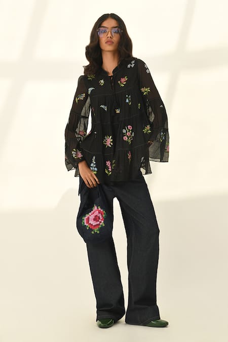 Payal Pratap_Blue Denim Inodora Straight Pant _Online_at_Aza_Fashions