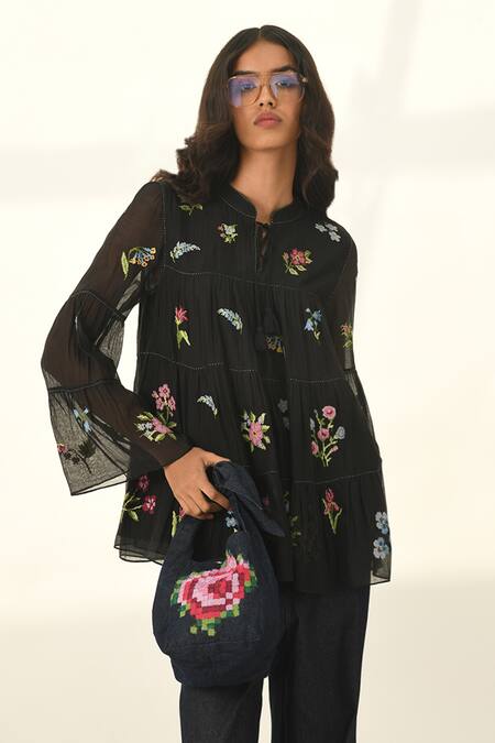 Buy_Payal Pratap_Blue Denim Inodora Straight Pant _Online_at_Aza_Fashions