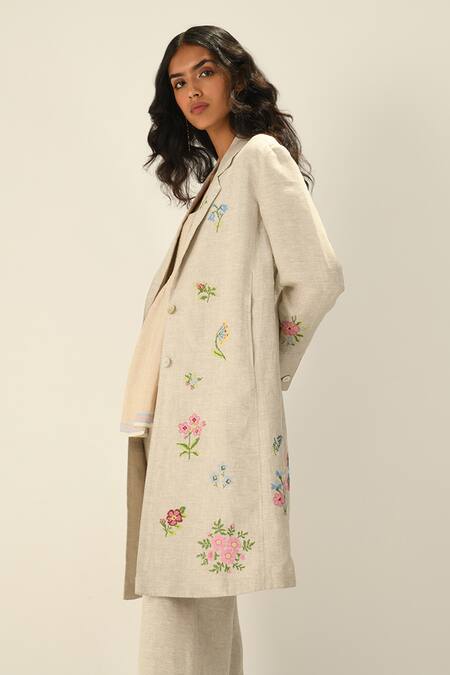 Buy Payal Pratap Beige Linen Embroidery Collared Jacket Online at Aza Fashions Buy_Payal Pratap_Beige Linen Embroidery Collared Jacket _Online_at_Aza_Fashions